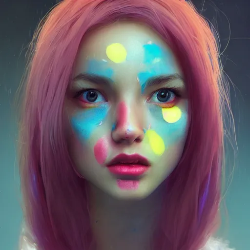 Prompt: Portrait of beautiful girl with luscious full pouty lips, huggy wuggy from poppy playtime video game, neon face paint, button nose, adorable, striking eyes, fullbody, ultra high detailed, oil painting, Greg Rutkowski, Charlie Bowater, Yuumei, Yanjun Cheng, unreal 5, DAZ, hyperrealistic, octane render, RPG portrait, dynamic lighting, fantasy art, beautiful face