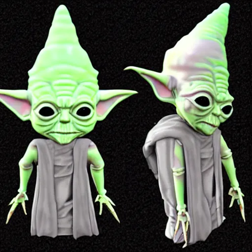 Prompt: conehead yoda skeleton