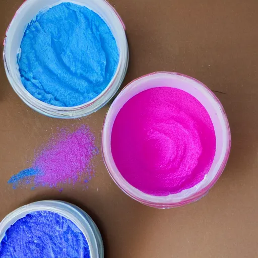 Prompt: pink foam mixing with blue paint