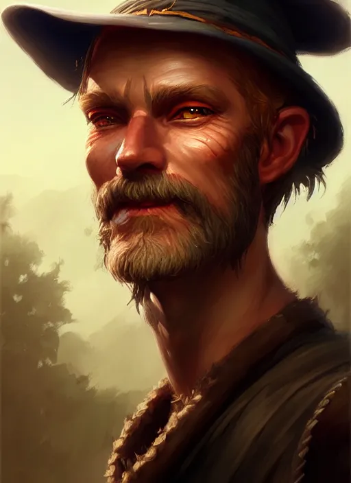 Image similar to a _ fantasy _ style _ portrait _ painting _ of simple farmer, dnd, wicked, oil _ painting _ unreal _ 5 _ daz. _ rpg _ portrait _ extremely _ detailed _ artgerm _ greg _ rutkowski _ greg