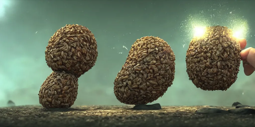 Prompt: but this delicious nut is not a nut,, silly, laughing, highly detailed vfx, cinematic, volumetric lighting,