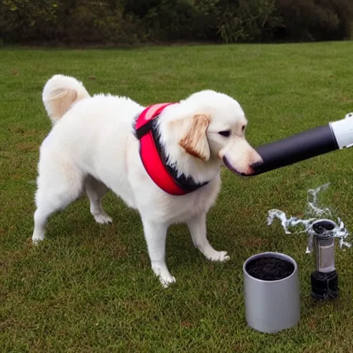 Prompt: dog vaping