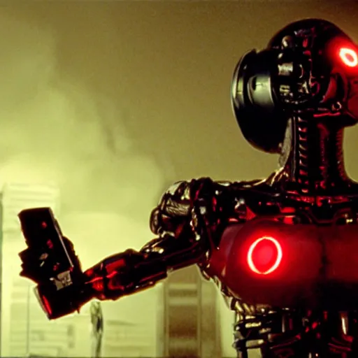 Image similar to movie still of a cyborg, cinematic composition, cinematic light, by edgar wright and david lynch