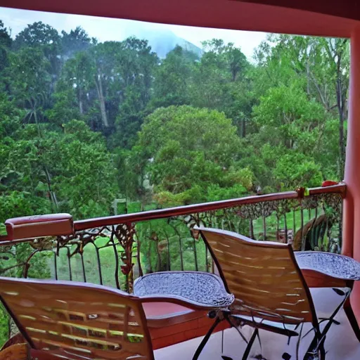 Image similar to morning coffee balcony rain peaceful relaxing