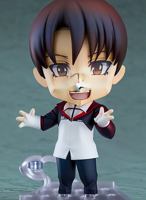 Image similar to a anime nendoroid of elon musk, car tesla 3, figurine, product photo, osamu tezuka, macoto takahashi, chibi, q posket, 8 k realistic, 3 d, cryengine, exquisite, two hands, smile, focus, symmetrical face, artstation, frostbite 3 engine