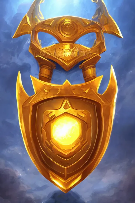 Image similar to shield fantasy epic legends game icon stylized digital illustration radiating a glowing aura global illumination ray tracing hdr fanart arstation by ian pesty and katarzyna da „ bek - chmiel