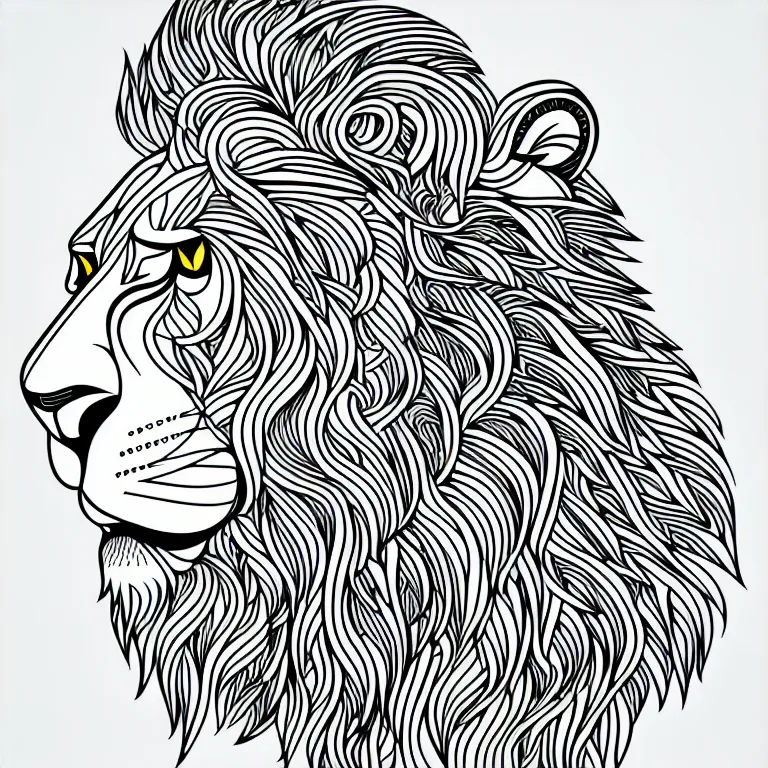 Image similar to beautiful lion, ornamental, fractal, line art, vector, outline, simplified, colouring page