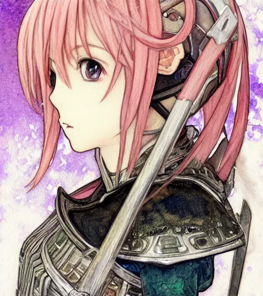 Prompt: A watercolor frontal portrait of a beautiful anime skinny Astolfo wearing a silver plate armour looking at the viewer, elegant, delicate, soft lines, higly detailed, smooth , pixiv art, ArtStation, pink hue, artgem, art by alphonse mucha charles reid mary cassatt and shirow masamune, high quality