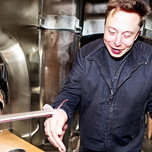 Prompt: elon musk eating messy melted chocolate out of his hands