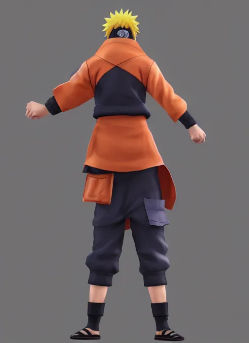 Prompt: Naruto, 3D character model, 3D render, photorealistic, 8k