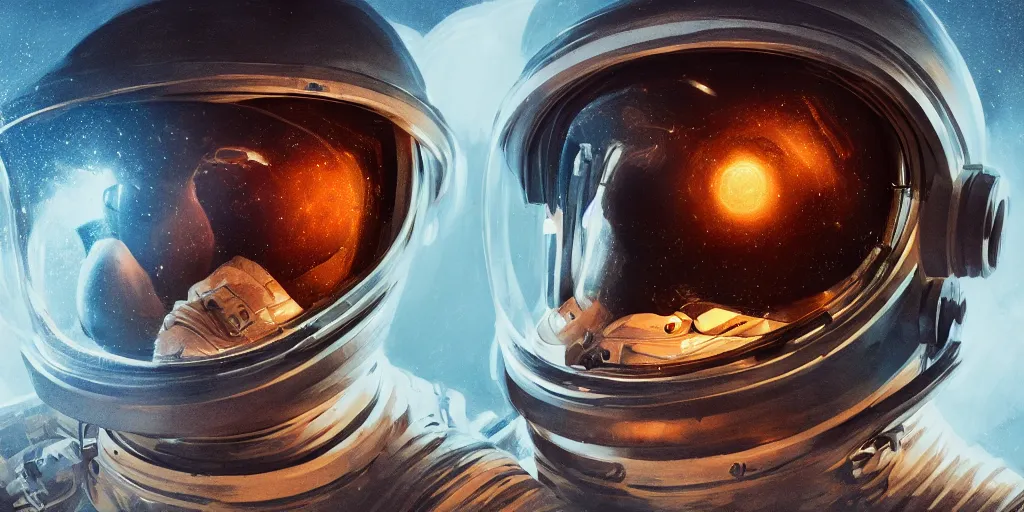 Prompt: Intricate detailed illustration, A portrait of an astronaut with a helmet full of baked beans, cinematic lighting, by Philip Hood, wide angle, volumetric light scattering, 8k, artstation, concept art,