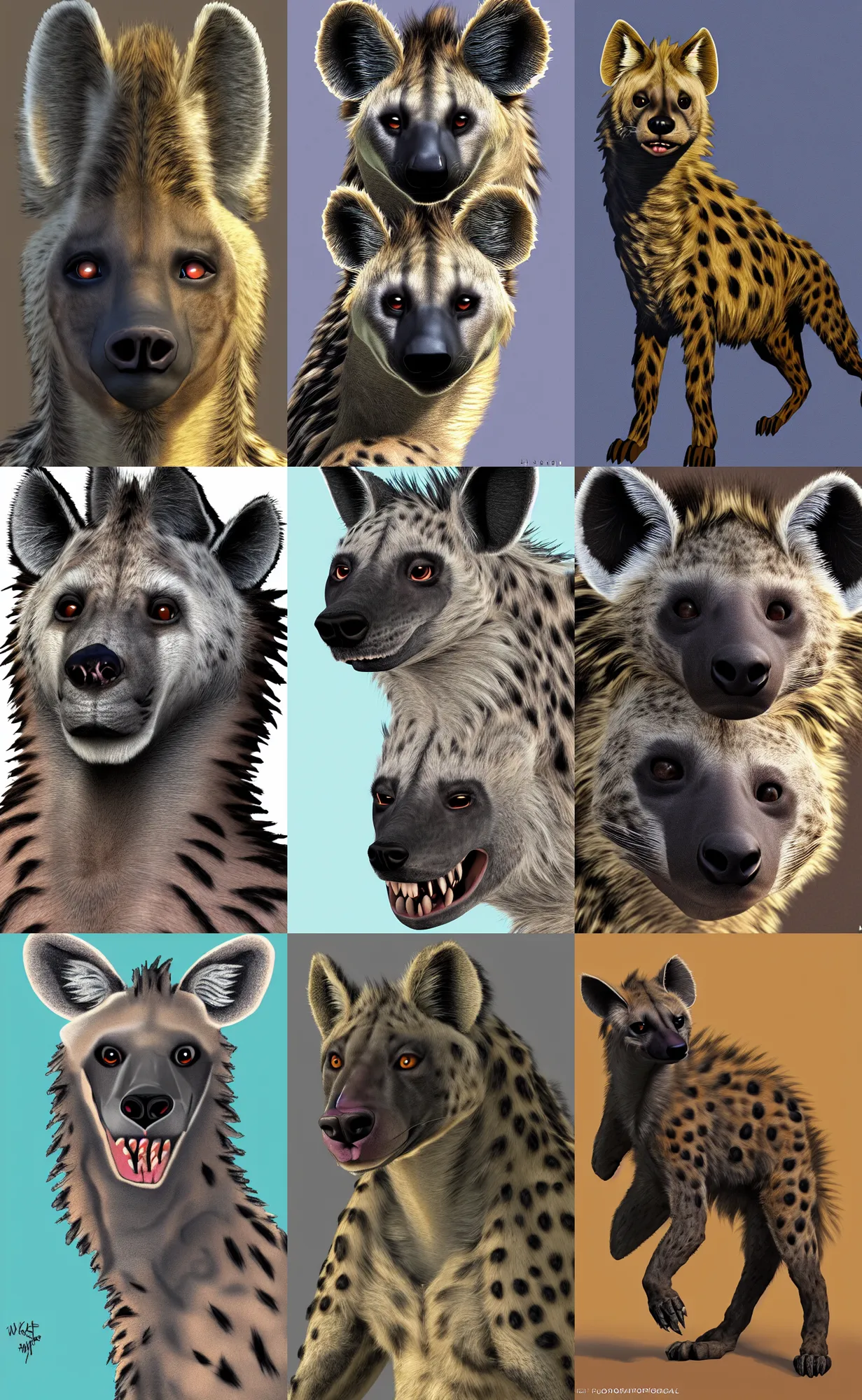 Prompt: a furry hyena fursona, high - resolution, photorealistic, trending on weasyl