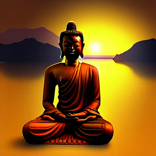 Image similar to contented peaceful nigerian!! buddha, praying meditating, in a scenic environment, detailed, golden hour, realism, artstation trending, digital art