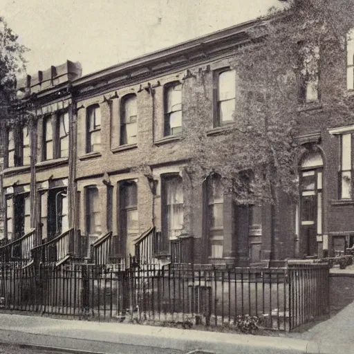 Image similar to 1 9 th - century brooklyn brownstone building, small creek