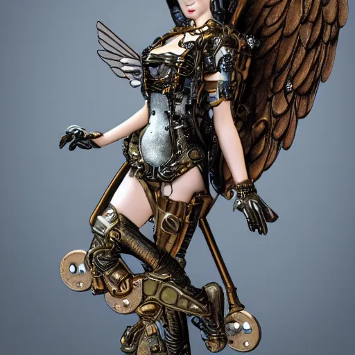 Image similar to steampunk angel, 8 k, shallow depth of field, 8 k, ultra high detail, concept art,