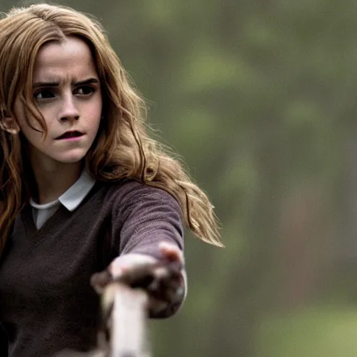 Prompt: Still of Emma Watson as Hermione Granger. Prisoner of Azkaban. During golden hour. Extremely detailed. Beautiful. 4K. Award winning.