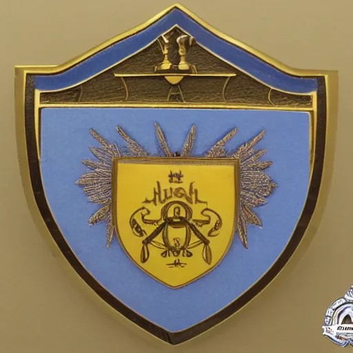 Image similar to high school badge, private school, coat of arms, two - and - a - half dimensions