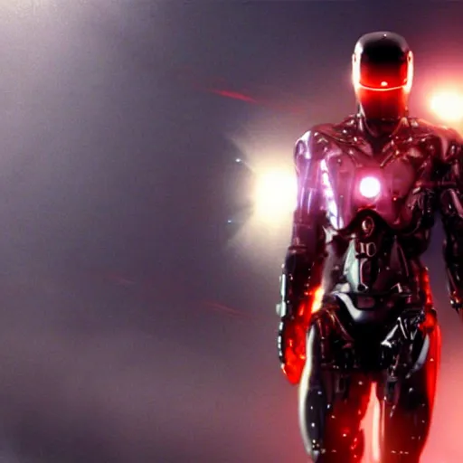 Image similar to movie still of man super hero cyborg, cinematic composition, cinematic light, by edgar wright