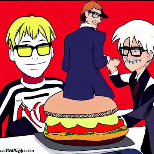 Prompt: jurgen klopp proposing to a giant hamburger, down on one knee, manga, anime