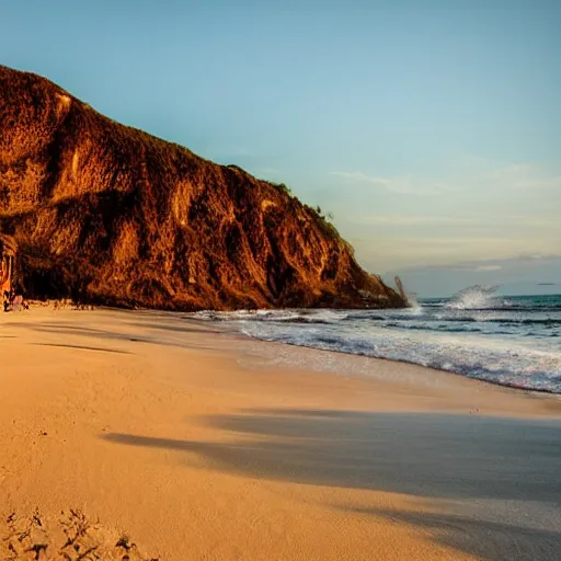 Prompt: a picture shot in canon g 7 of the most beautiful beach i ever seen, canon shot, winning award photo, golden hour,, masterpiece, beautiful place, 8 k