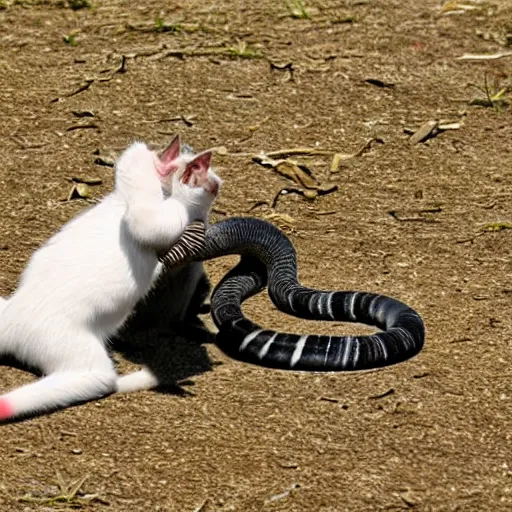 Image similar to cat fighting against snake