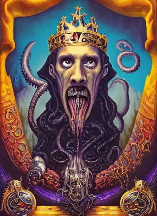 Prompt: lovecraft lovecraftian portrait of king arthur, pixar style, by tristan eaton stanley artgerm and tom bagshaw, dali