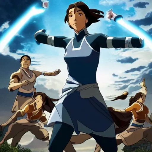 Image similar to Live action Avatar Korra, film still from the movie 'Avatar Korra' (2023)