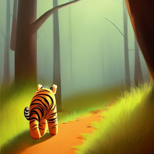 Prompt: goro fujita ilustration a cute tiger walking in the forest, painting by goro fujita, sharp focus, highly detailed, artstation