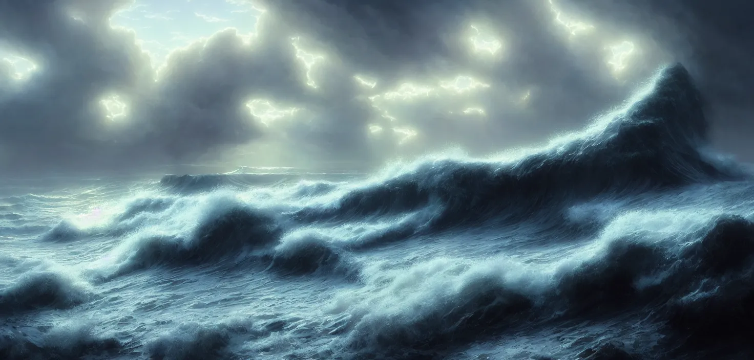 storm waves hitting the shore, detailed, concept art, | Stable ...