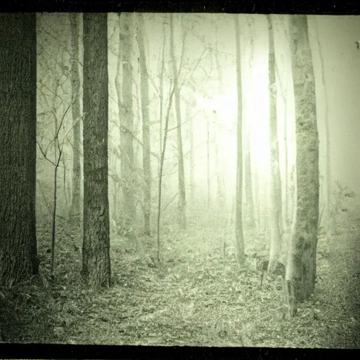 Image similar to blair witch hauntology ghost occult forest, very old photo