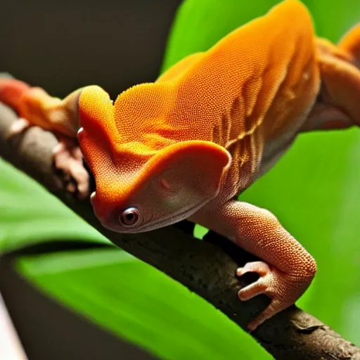 Prompt: a beautiful crested gecko