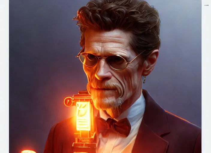 Image similar to williem dafoe as oscar diggs, intricate, d & d, fantasy, art nouveau, digital painting, trending on artstation, sharp focus, illustration, concept design, global illumination, ray tracing, art by artgerm and greg rutkowski and ruan jia