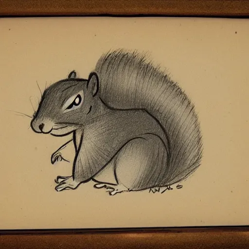 Image similar to milt kahl sketch of a squirrel