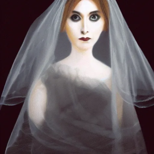 Image similar to portrait of a beautiful veiled widow girl ghost