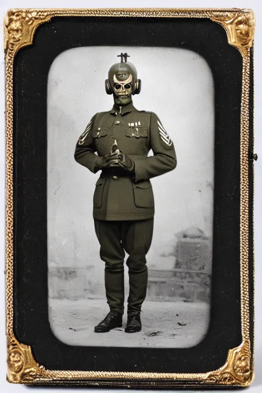 Prompt: 1 9 4 0 s daguerreotype of portrait of an alien in a world war ii marshal's outfit, ornate, illustration, full body, military,