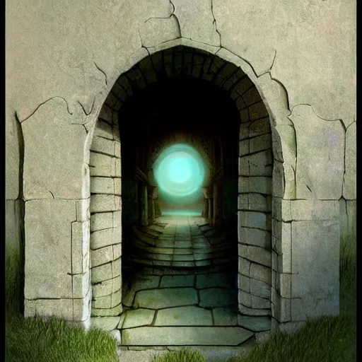 Image similar to beautiful matte painting of the doorway to another dimenstion, fantasy