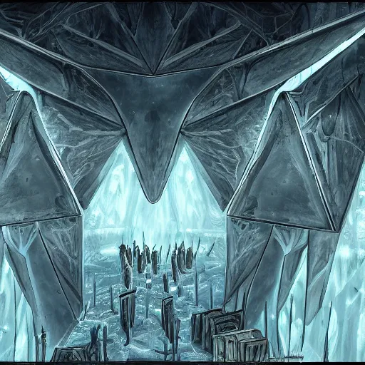 Image similar to future disciples of frozen symmetrical world, Pythagoras, sinner cataclysm, dynamic lighting, deus ex machina, primeval duality, cinematic, establishing shot, extremely high detail, photo realistic, cinematic lighting, oil painting, intricate line drawings