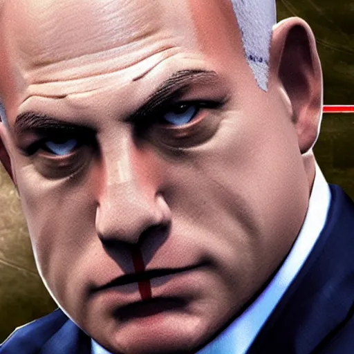 Prompt: benjamin netanyahu as kratos from god of war