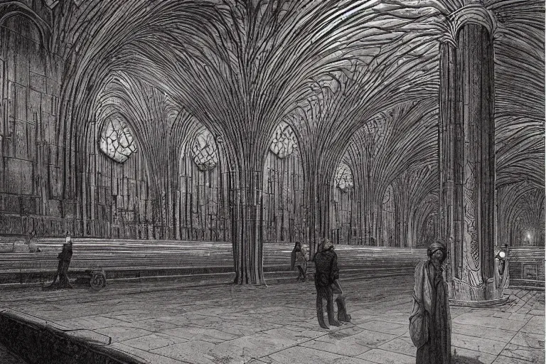 Prompt: intricate, 3 d, subway station, style by caspar david friedrich and wayne barlowe and ted nasmith.