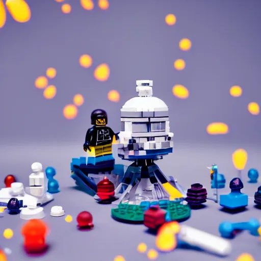 Image similar to Liminal space in outer space, Lego, macro photography