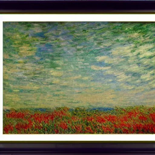 Image similar to a framed painting of a monet hellish landscape