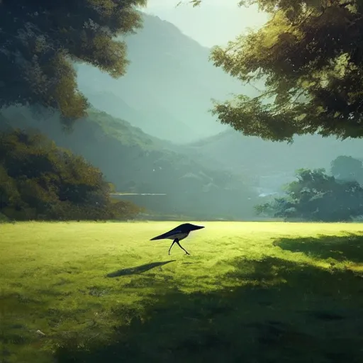 Image similar to wagtail bird in avila, lavandera, river, green fields, summer season, 4 k, midday light, concept art, by wlop, ilya kuvshinov, artgerm, krenz cushart, greg rutkowski, pixiv. cinematic dramatic atmosphere, sharp focus, volumetric lighting, cinematic lighting, studio quality