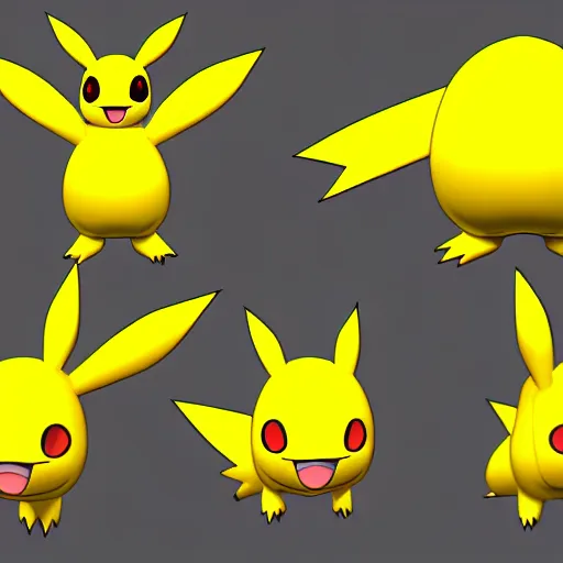 Prompt: a drawing of a yellow pokemon character, a screenshot by ken sugimori, polycount, mingei, shiny, dynamic pose, concept art
