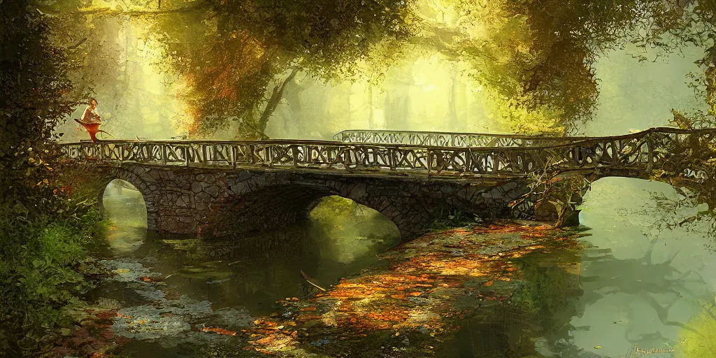 Image similar to bridge over a calm stream by Marc simonetti