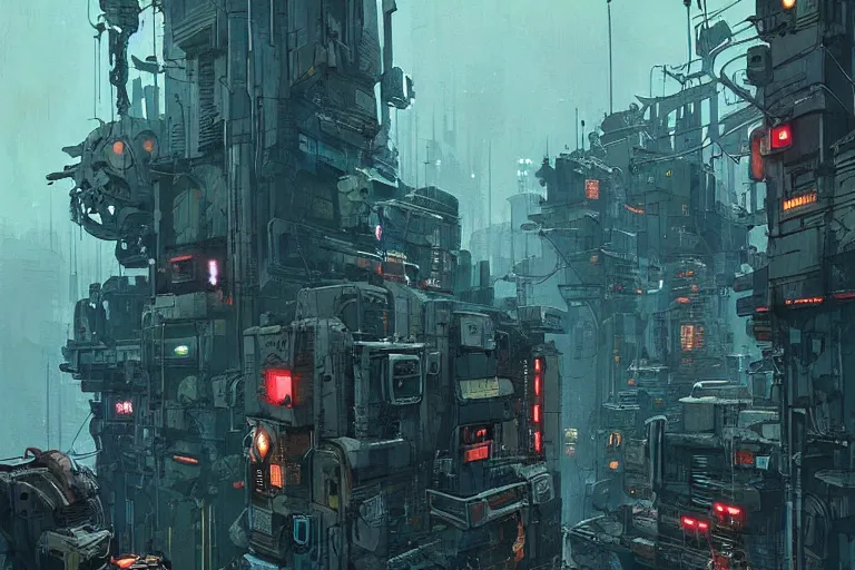 Image similar to machine city by ian mcque, cyberpunk, masterpiece, very detailed, atmospheric