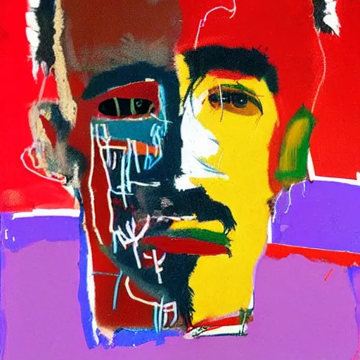 Image similar to frank zappa portrait painted by jean michel - basquiat