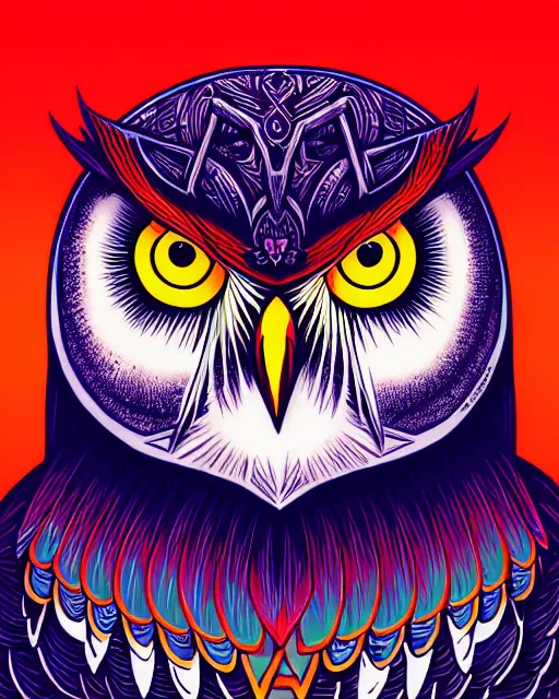 Prompt: concept art by dan mumford of a mask of symbolic owl, symbolism art style, digital painting, sharp focus, illustration