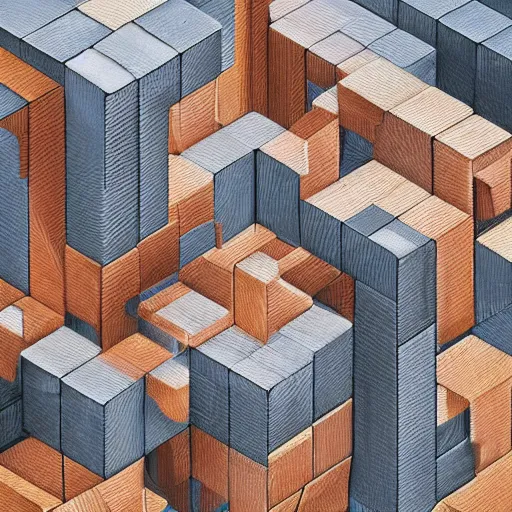 Prompt: isometric abstract cubes by peter gric