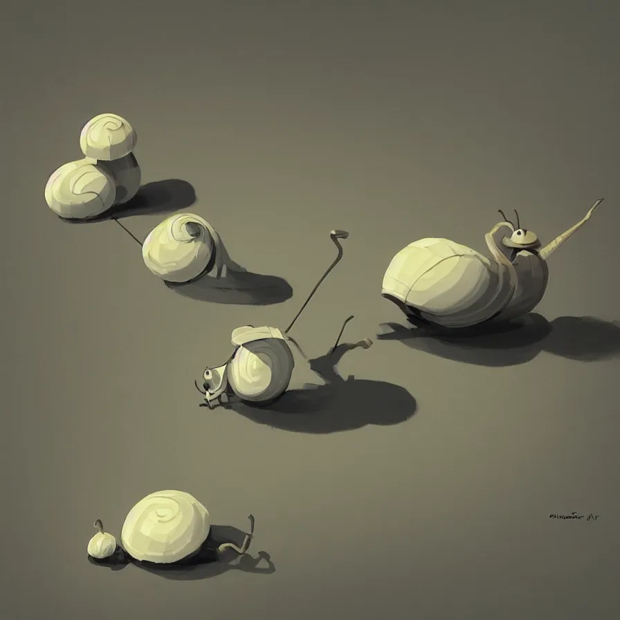 Prompt: A perfectly drawn snail is walking on the ground, art by Goro Fujita, ilustration, concept art, sharp focus, ArtStation, Deviantart