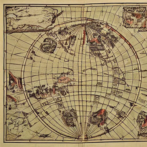 Prompt: a detailed ancient map of latent space